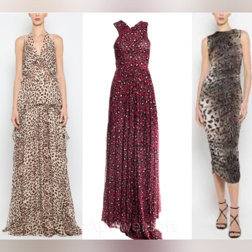 $2,500 ATALIER PRABAL GURUNG RED BLACK LEOPARD RUNWAY GOWN M